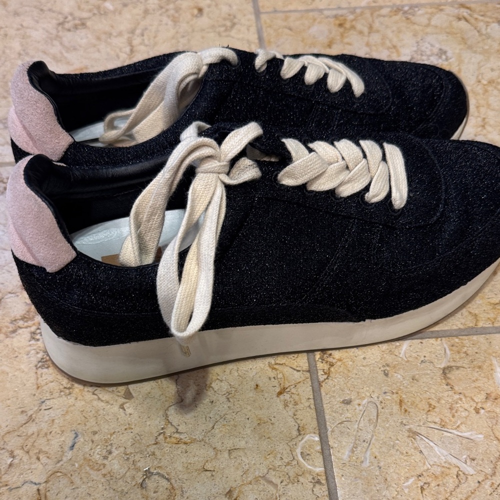 Dolce Vita Black Glitter Platform Sneakers with Pink Heel size 8
